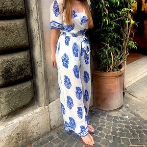 Super Cute White & Blue Jumpsuit
